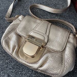 Michael Kors Metallic Gold Charlton Leather Shoulder Bag